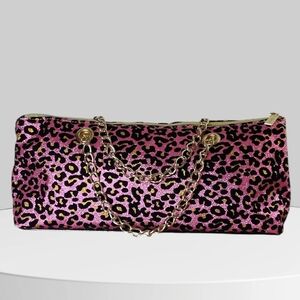 ICEWEAR Elegant Pink Leopard Print Clutch with Chain Strap